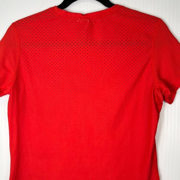 Nike Pro Womens Activewear Top Large L Dri Fit Mesh Short Sleeve Orange Shirt - Picture 7 of 14